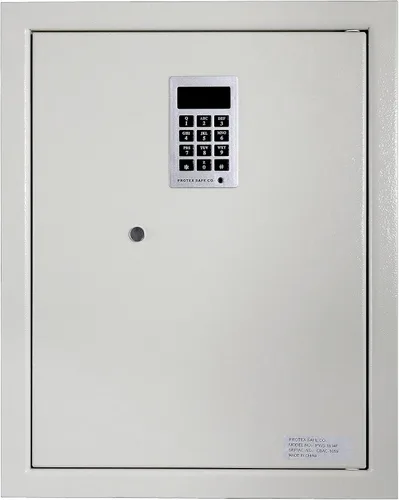 Vista 2 de Protex Safe - Caja fuerte de pared con teclado electrónico (PWS-1814E), caja fuerte de pared resistente a robos, sistema de bloqueo electrónico Beige