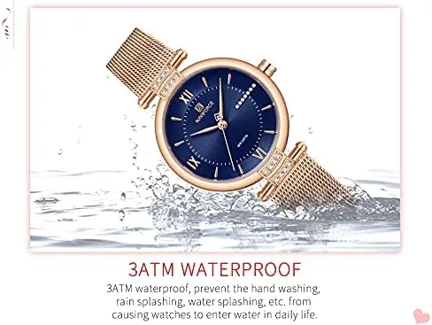 Vista 4 de NAVIFORCE Relojes de moda para mujer impermeables analógicos de lujo diseño de cara casual relojes para damas
