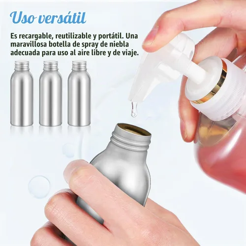 Vista 2 de Cabilock Juego de tapas de botella de aluminio de 3 botellas de aluminio recargables de 0.57 x 4.37 pulgadas con tapas de rosca a prueba de fugas