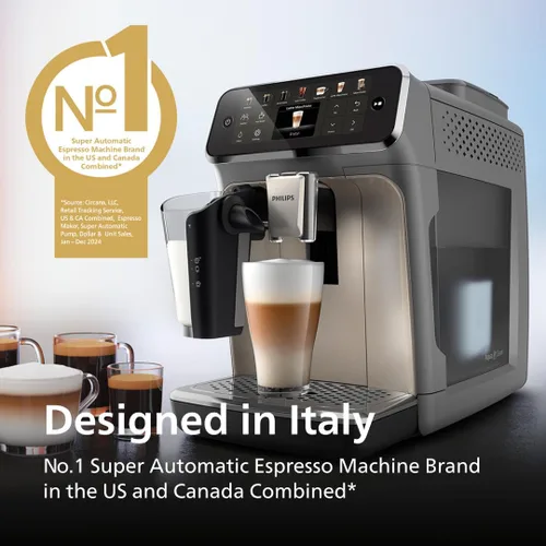 Vista 7 de PHILIPS 4400 Series Máquina de café expreso totalmente automática, sistema de leche LatteGo casimir gris