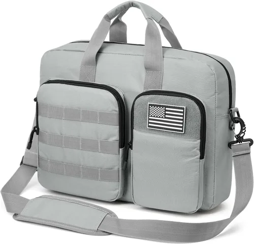 Vista 8 de S-ZONE Bolsa de mensajero táctica para hombres 15.6-16 pulgadas bolsa para Negro