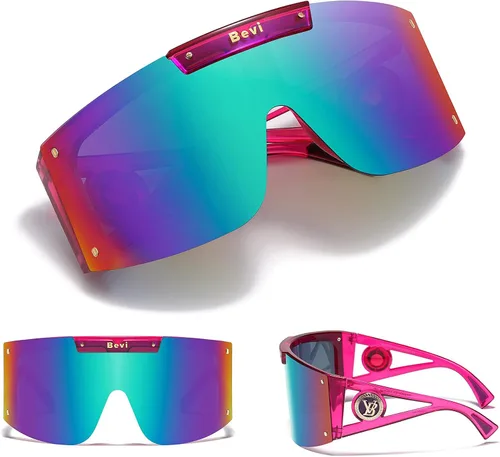 Vista 6 de Bevi Lentes de sol deportivos polarizados con marco TR90 duradero y flexible ultraligero para hombres y mujeres correr conducir ciclismo