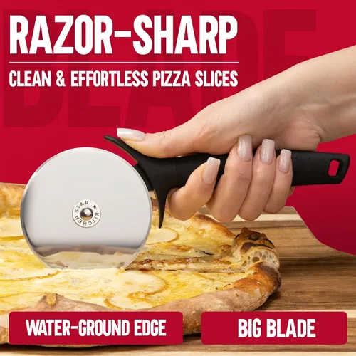Vista 2 de Cortador de Pizza KitchenStar - Cuchillo de corte de acero inoxidable 304 con hoja súper afilada, mecanismo de eje anti-vacilación, mango ergonómico