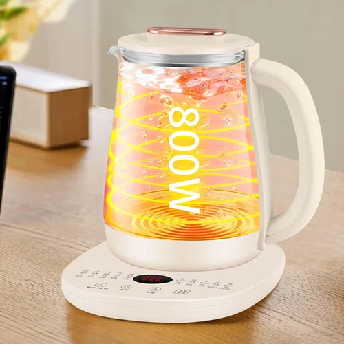 Vista 5 de Olla para preservar la salud, hervidor eléctrico con control de temperatura, para sopa, gachas, té de hierbas, base de acero inoxidable, panel