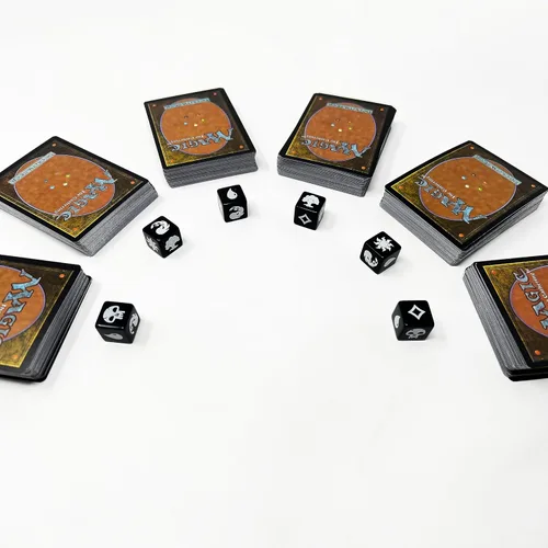 Vista 4 de Citadel Black MTG - Juego de 16 dados de maná premium, con bolsa de terciopelo con cordón, Magic: The Gathering