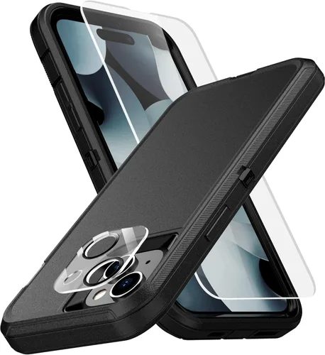 Vista 22 de MXX Funda de Alta Resistencia para iPhone 15 con Pantalla de Vidrio Templado, Protector de Lente de Cámara de 3 Capas, Protección Completa