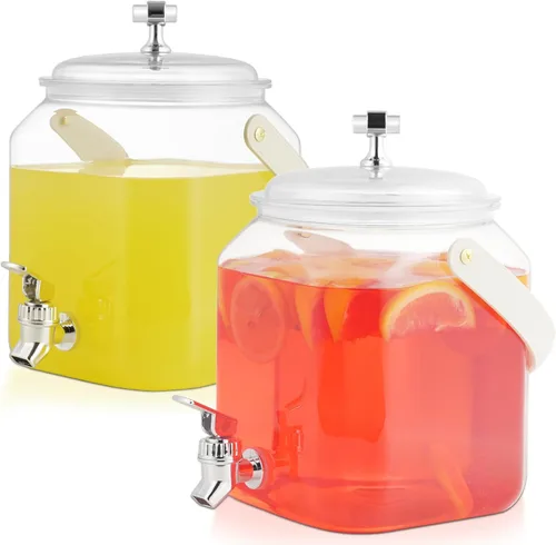 Vista 9 de Dispensador de bebidas de 1 galón, dispensador de jugos a prueba de fugas, dispensador de limonada de plástico sellado con tapas antioxidantes