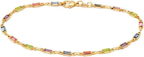 Vista 4 de Barzel Tobillera de Cristal Baguette Oro y Multicolor Chapada en Oro 18K ANK1187