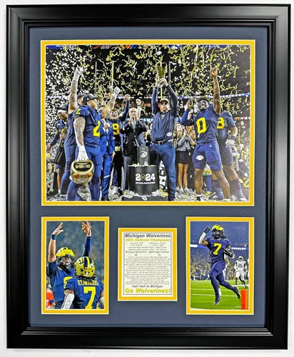 Vista 7 de Fútbol de Michigan Campeones Nacionales del CFP 2023 Collages de Fotos Enmarcadas con Doble Mate (30 cm x 38 cm, Mosaico)
