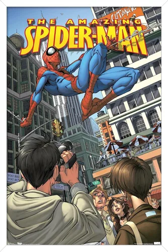 Vista 11 de Trends International Marvel Comics Spider-Man - Póster de pared definitivo, 14.725 x 22.375 pulgadas, versión enmarcada de madera de granero
