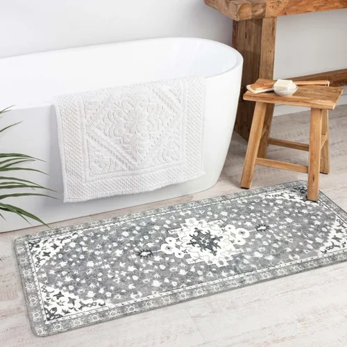 Vista 19 de Uphome Alfombra de baño vintage, azul, bohemio, antideslizante, oriental, suave, lavable a máquina, lindas alfombras de baño tribales florales