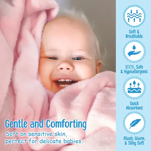 Vista 3 de Baby So... Suave y cálida – Mantas de felpa para bebé, azul, rosa, amarillo, blanco para niños, niñas, niños, recién nacidos, bebés, niños pequeños