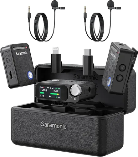 Vista 10 de Saramonic Micrófono de solapa inalámbrico Ultra, grabación de 32 bits en punto flotante, sincronización de código de tiempo, cancelación de ruido