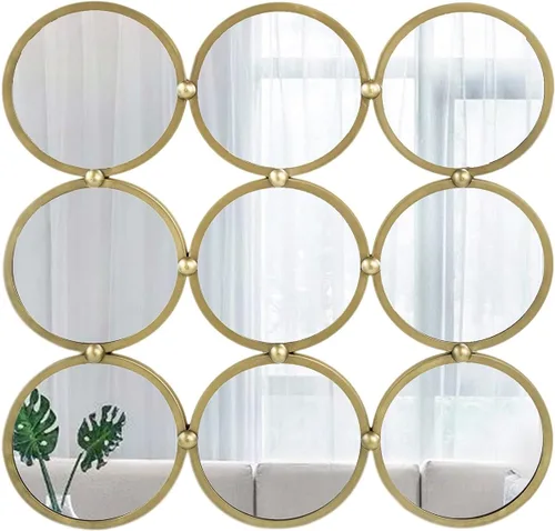 Vista 13 de A&B Home - Espejo rectangular de pared con marco de metal negro, juego de 3 piezas de espejo montado en la pared, decoración de pared del hogar