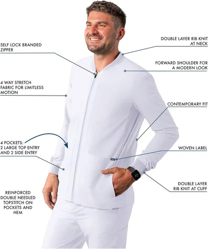 Vista 3 de Adar Addition Scrubs para hombre - Chaqueta médica con cremallera