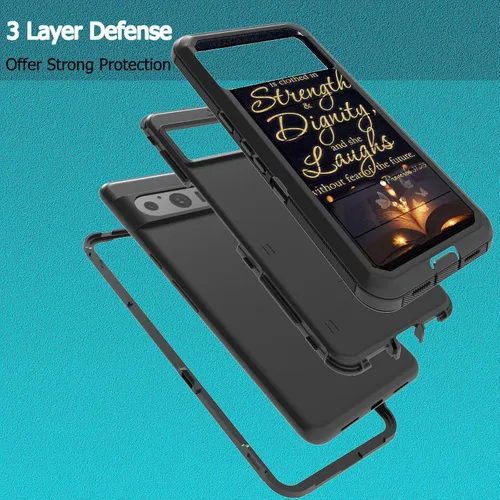 Vista 2 de Diseñada para Pixel 8 de 6.2 pulgadas, resistente, resistente y duradera, a prueba de golpes, híbrida de doble capa, funda protectora de doble capa