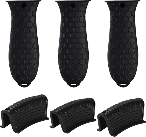 Vista 14 de 4 soportes de silicona para herramientas calientes, resistente al calor, mango de utensilios de cocina, agarraderas de goma antideslizantes, fundas
