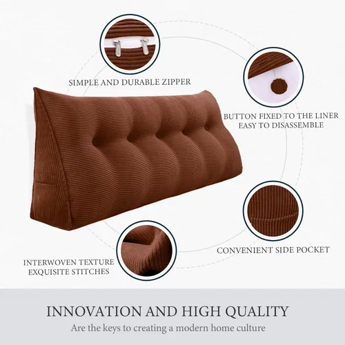 Vista 41 de Almohada de cabecera gruesa totalmente rellena tamaño Queen, cabecera acolchada suave y firme, soporte grande, triangular, almohada de cuña
