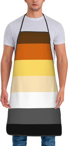 Vista 15 de Delantal impermeable de la bandera del orgullo del oso gay 100% poliéster, babero grande con impresión completa para el taller del restaurante