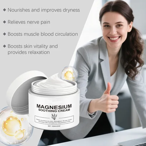 Vista 3 de Crema de alivio de neuropatía de magnesio, loción calmante natural para comodidad nerviosa y muscular, magnesio de pies y piernas de rápida