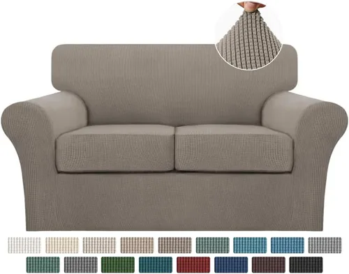 Vista 134 de Turquoize 2 fundas para sillas de sala de estar, funda de sofá con fundas de cojín individuales, funda de muebles para sillas (silla, beige biscotti)