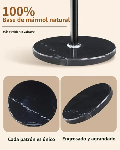 Vista 4 de Perchero de metal con base de mármol natural, perchero con 12 ganchos y soporte para paraguas, perchero moderno negro, perchero para colgar abrigos