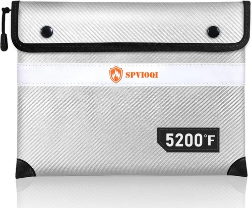 Vista 10 de Bolsa de Documentos Ignífuga Mejorada de 5200°F - Bolsa Ignífuga con Cremallera, Aislada Térmica, Tira Reflectante para Encontrar Rápidamente