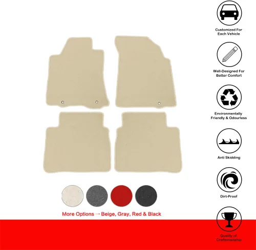 Vista 2 de IKON MOTORSPORTS, Alfombrillas Compatibles con Nissan Altima Sedan 4 Puertas 2013-2018, Revestimiento de Piso de Nylon Beige de Fábrica para Frente