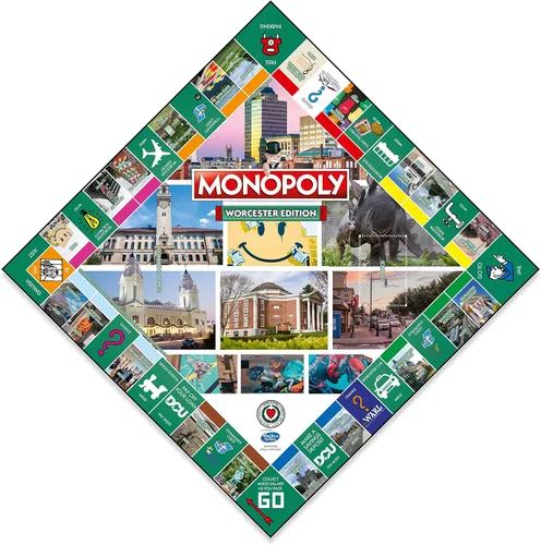 Vista 3 de Monopoly Board Game Worcester Edition: 2-6 jugadores Juegos de mesa familiares para niños y adultos, juegos de mesa para niños de 8 años