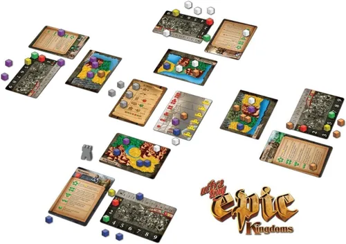 Vista 2 de Ultra-Tiny Epic Kingdoms, juego de mesa de bolsillo.