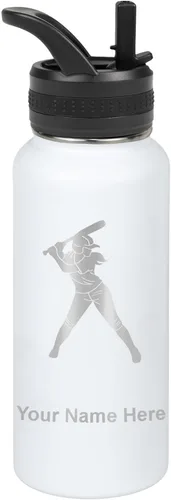 Vista 12 de LaserGram Botella de agua personalizada de 32 onzas, jugador de softbol Regalo grabado para jugadores de sóftbol, acero inoxidable aislado al vacío