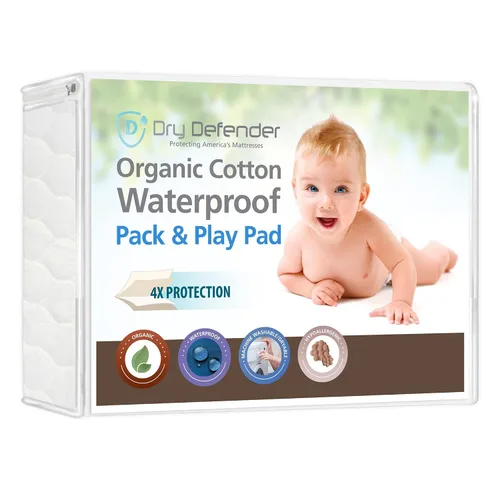 Vista 10 de Cubierta protectora para colchón de cuna Dry Defender, impermeable, de algodón orgánico, sin blanquear, no tóxico e hipoalergénico