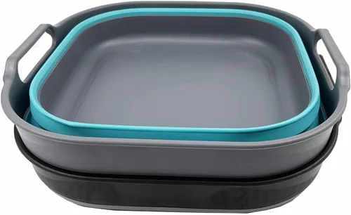 Vista 4 de SAMMART Sartén plegable de 10L (2.64 galones), lavabo plegable, tina portátil para lavar platos, bandeja de almacenamiento de cocina que ahorra