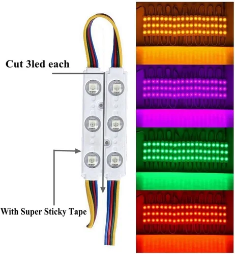 Vista 2 de Kit de luces LED para ventana de tienda de 10 pies, módulo de luz LED inyectado RGB 5050 con clavijas de alimentación y control remoto de 24 teclas
