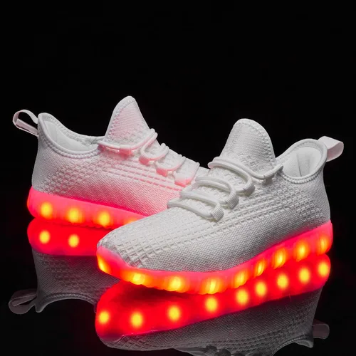 Vista 8 de Zapatos iluminados para mujeres y hombres, con carga USB, LED, para adultos, malla de Halloween, brillante, luminoso, entrenadores, bailando