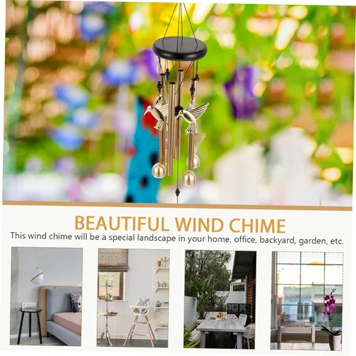 Vista 9 de Abaodam Campana de viento de colibrí para decoración al aire libre, tubos de aluminio, campana colgante de jardín para patio, campanillas de viento
