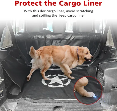 Vista 5 de SUNPIE Forro de maletero y tapete de carga para perros Compatible con Jeep Wrangler JK/JL Unlimited 4 puertas 2007-2026, protector de cama
