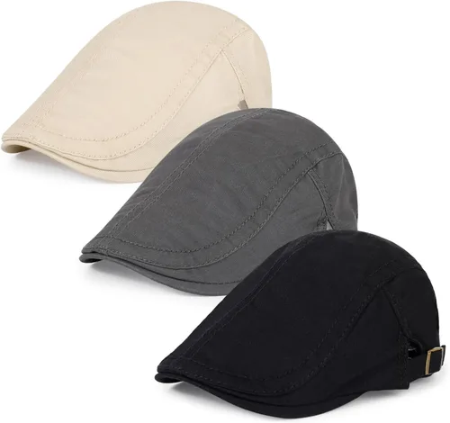 Vista 35 de 3 piezas de gorra Newsboy de algodón para hombre, gorra plana ajustable genial