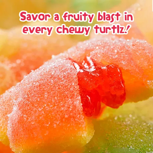 Vista 7 de ChewzMe Tangy Turtlz - Gomitas rellenas de gelatina con forma de tortuga envueltas individualmente en varios sabores, 8.46 onzas (paquete de 1)