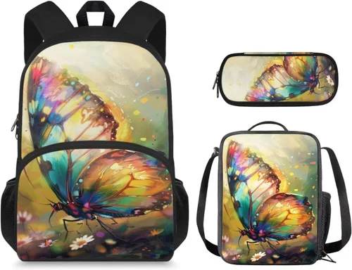 Vista 20 de Mochila 3D Otter para niños de 9 a 11 años, bonita mochila para niñas para la escuela, mochila elegante para niños con lonchera y bolsa