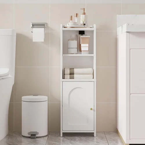 Vista 16 de Hzuaneri Gabinete de almacenamiento de baño pequeño, gabinetes estrechos de Blanco