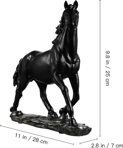Vista 2 de Homoyoyo Estatua de resina de caballo de pie moderna escultura de caballo decorativo para estantería de escritorio de oficina en casa (negro) 11.02