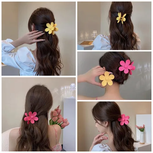 Vista 3 de Pinzas para el cabello de flores, 8 unidades, pinzas grandes para mujeres y niñas, cabello grueso y delgado, agarre fuerte, antideslizantes