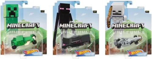 Vista 4 de Hot Wheels Juego completo de 7 personajes de videojuegos de Minecraft de 2020 1:64