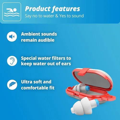 Vista 5 de Alpine SwimSafe - Tapones para los oídos para adultos, protección contra el agua, cómodos tapones impermeables con filtro, hipoalergénicos