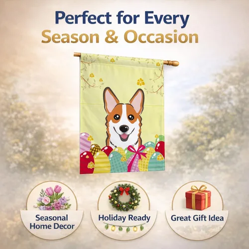 Vista 846 de Caroline's Treasures BB1923GF Bandera decorativa para jardín con diseño de Border Collie, para caza de huevos de Pascua, para jardín, jardín, patio