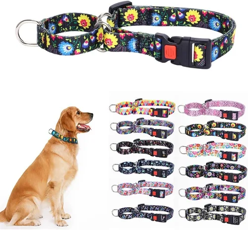 Vista 13 de Martingale - Collares de perro con estampado cómodo y ajustable, resistente celosía, talla S