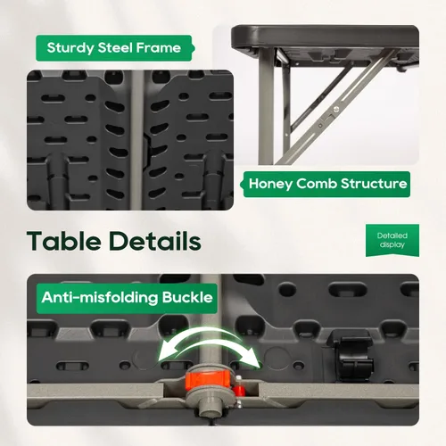 Vista 8 de BestOffice Mesa de tarjetas plegable negra cuadrada de 34 pulgadas