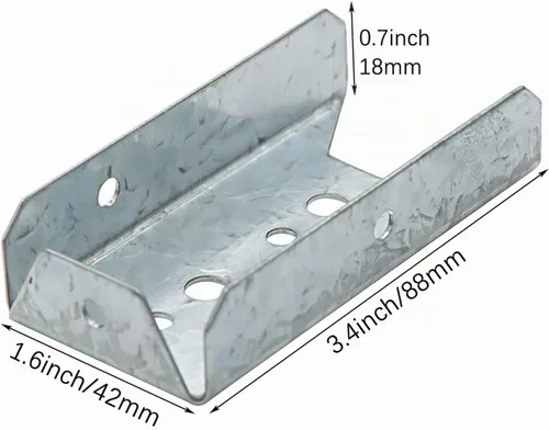 Vista 2 de Soporte de valla 8 paquetes, soportes galvanizados 2x4 para riel de madera, kit de reparación de soporte de valla