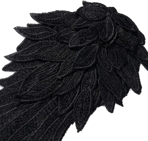 Vista 3 de Onwon 1 par de alas de ángel 3D bordado escote encaje encaje apliques costura en parches negro grande 1 par negro Large